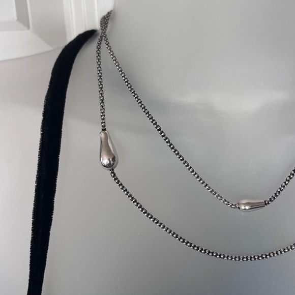 Vintage Michael Dawkins toggle sterling silver 36" necklace, caviar and oblong - Picture 14 of 16